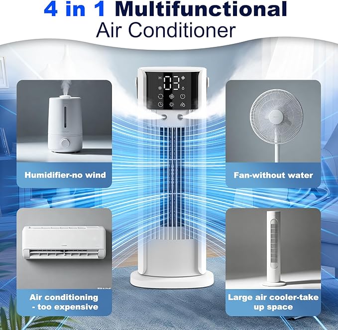 Climatiseur portable sans tube, 4 en 1
