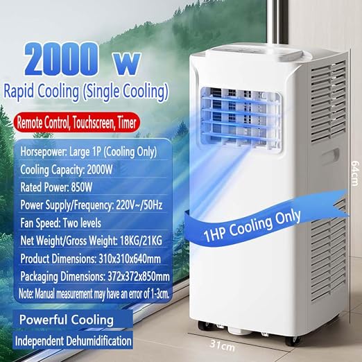 Climatiseur portable 8000 BTU, avec télécommande